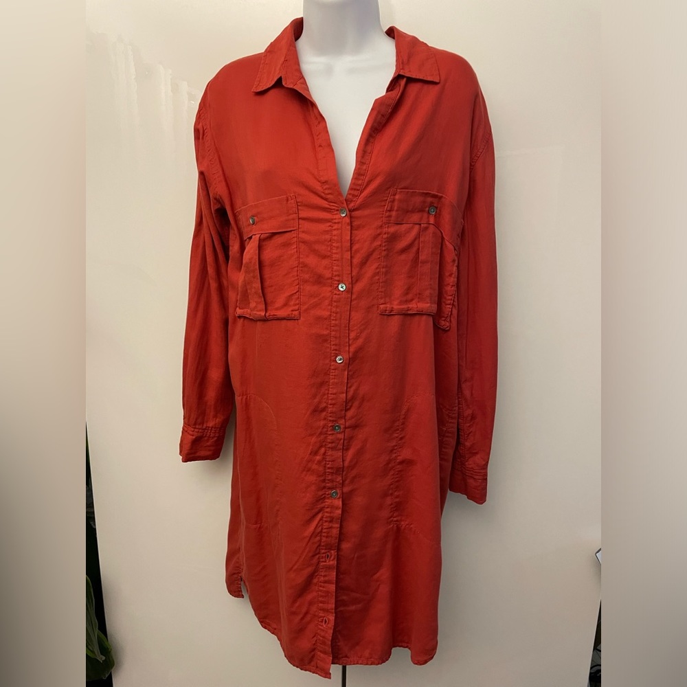 James Perse cotton rust burnt orange shirt dress
Size 2